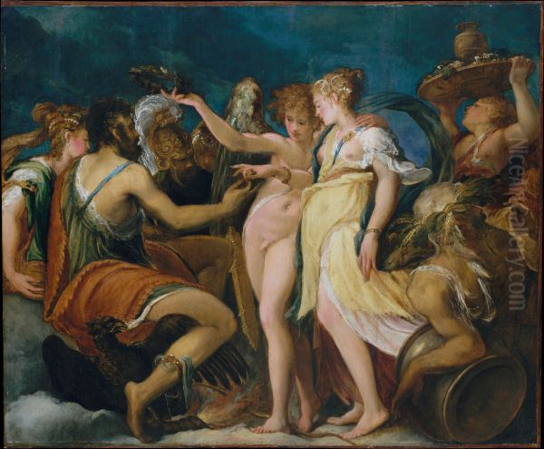 The Marriage of Cupid and Psyche Oil Painting by Andrea Schiavone