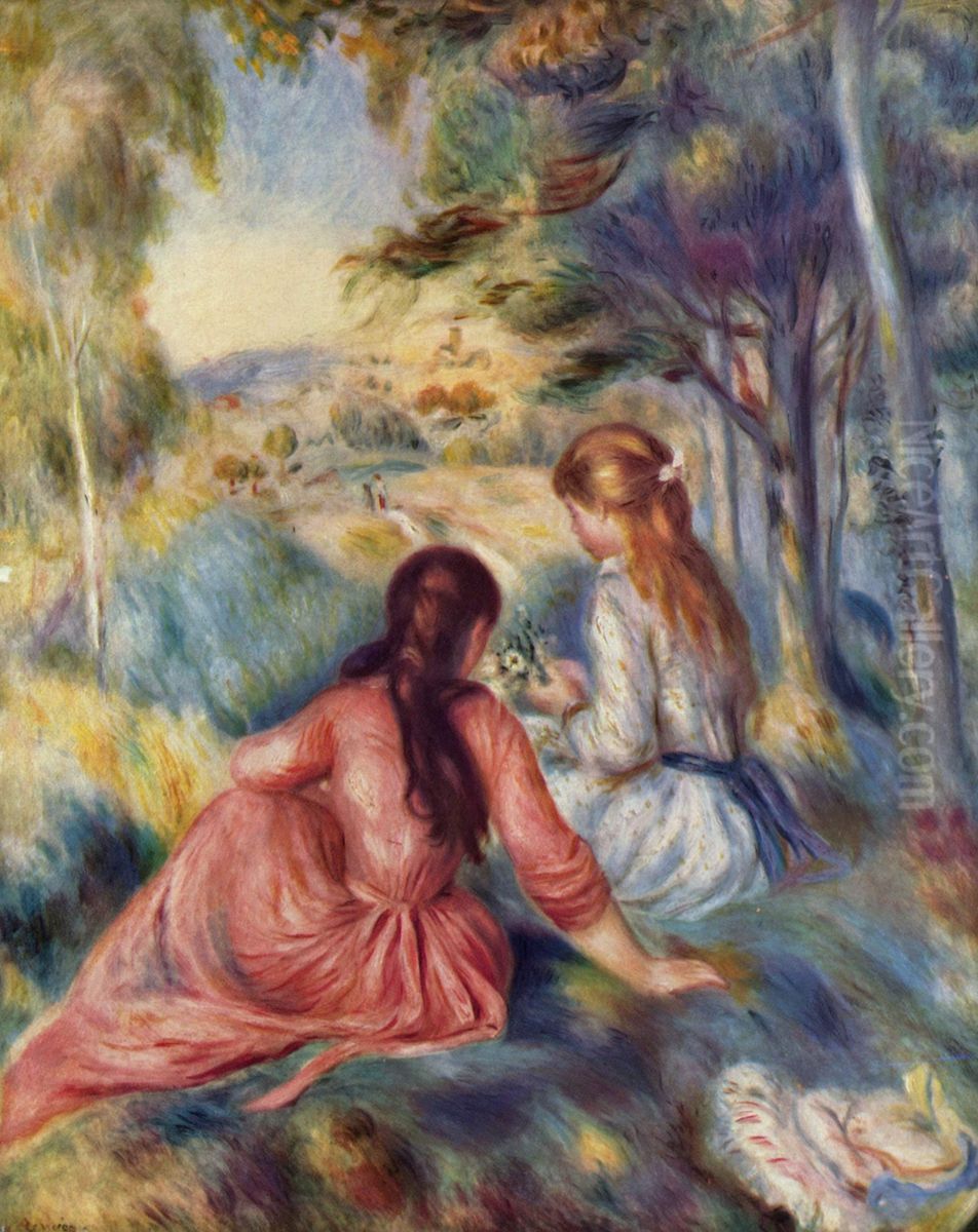 Junge Madchen auf der Wiese Oil Painting by Pierre Auguste Renoir