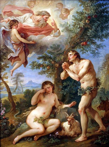The Rebuke of Adam and Eve Oil Painting by Charles-Joseph Natoire