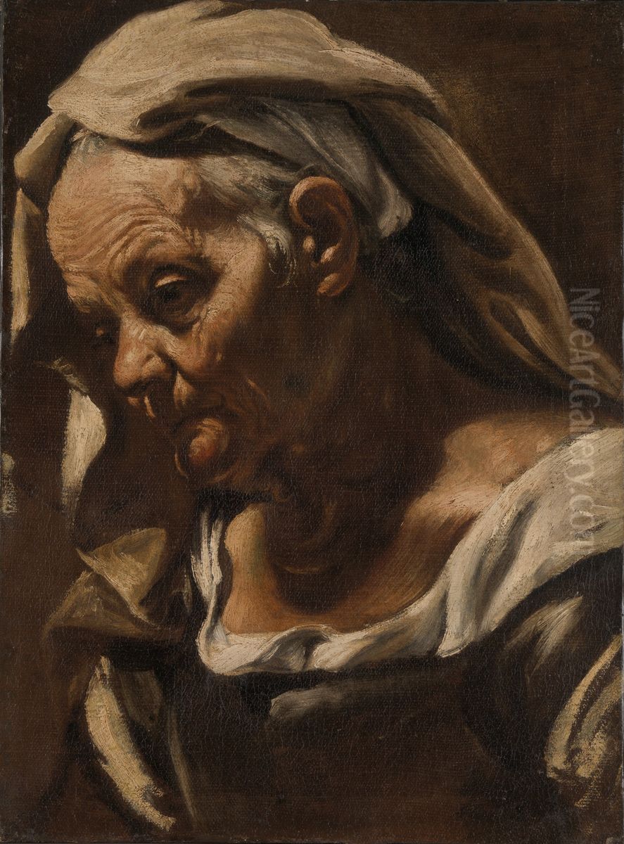 Head of an Old Woman Oil Painting by Orazio Borgianni