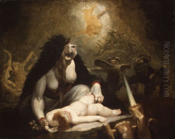 The Night-Hag Visiting Lapland Witches Oil Painting by Henry Fuseli