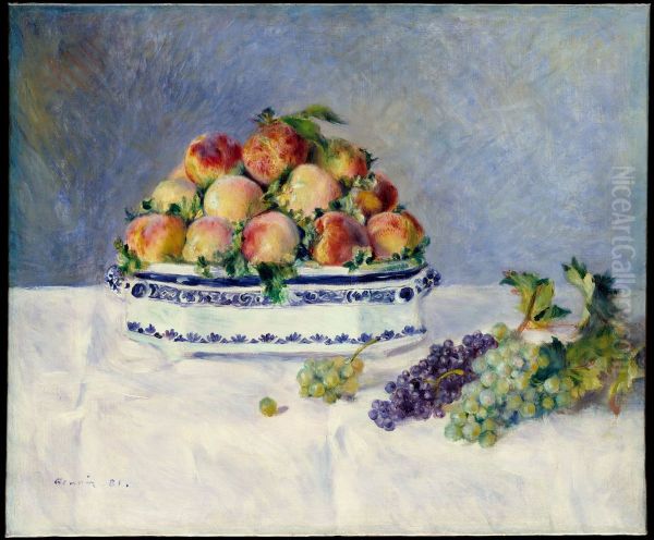 Still Life with Peaches and Grapes Oil Painting by Pierre-Auguste Renoir