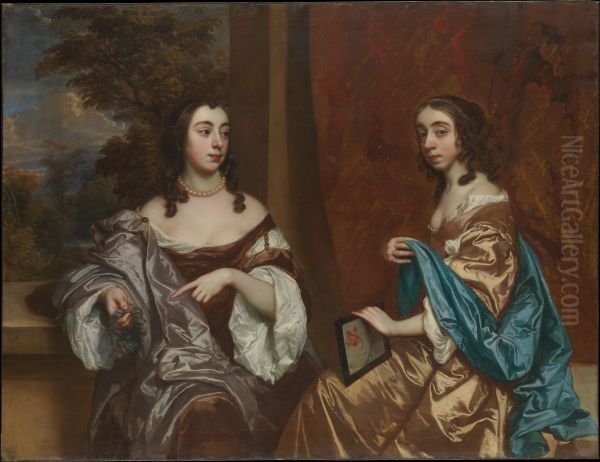 Mary Capel (1630-1715), Later Duchess of Beaufort, and Her Sister Elizabeth (1633-1678), Countess of Carnarvon Oil Painting by Peter Lely
