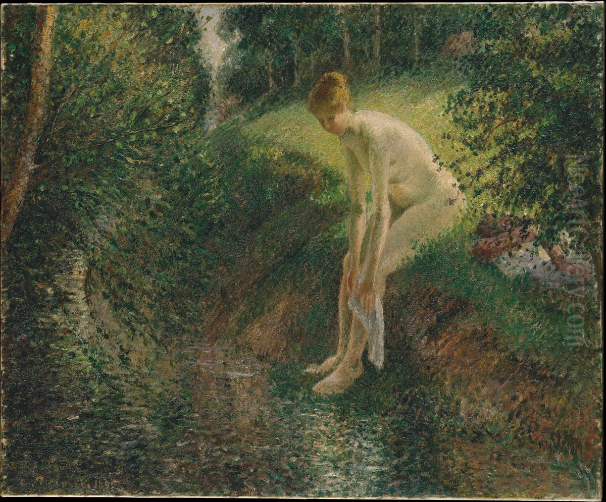 Bather in the Woods Oil Painting by Camille Pissarro