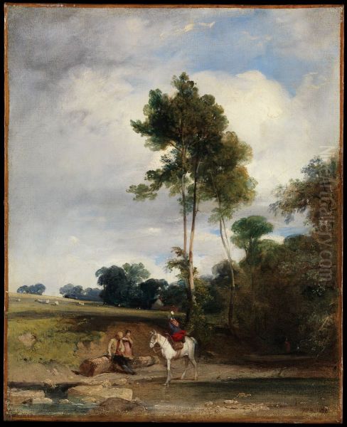 Roadside Halt Oil Painting by Richard Parkes Bonington