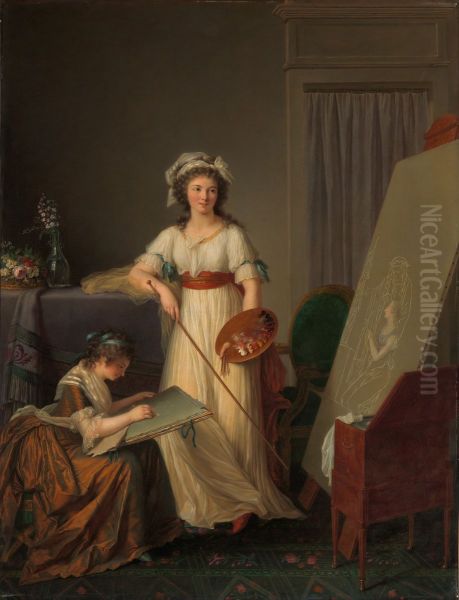 Atelier einer Kunstlerin Oil Painting by Marie-Victoire Lemoine