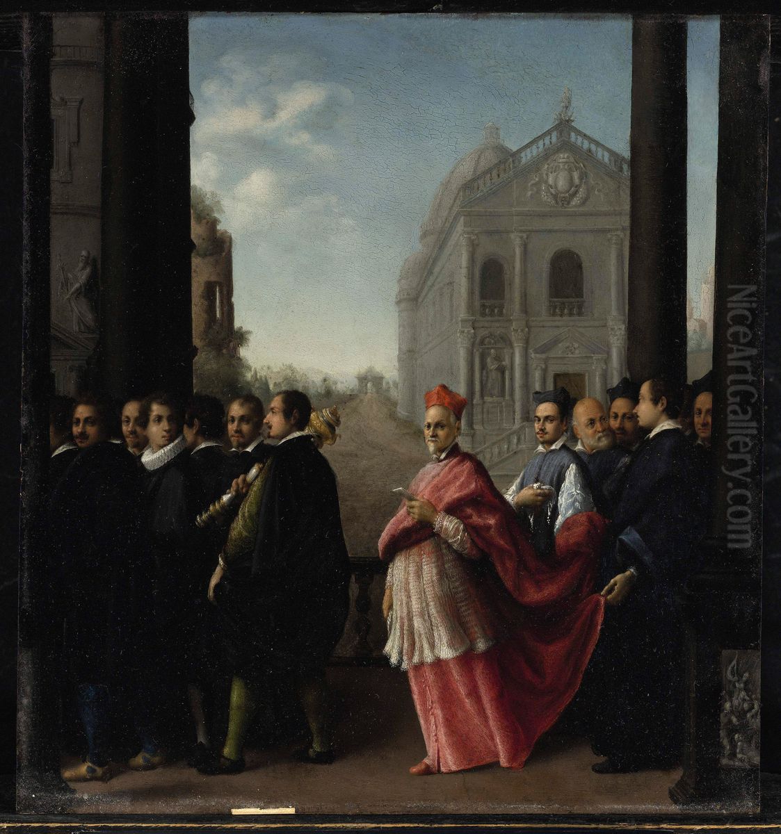 A Cardinal's Procession Oil Painting by Ottavio Leoni