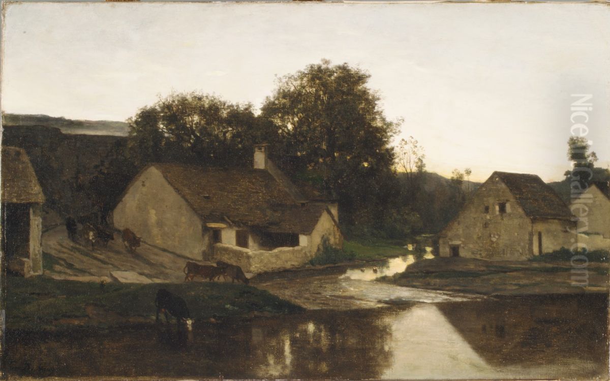 The Hamlet of Optevoz. Oil Painting by Charles-Francois Daubigny
