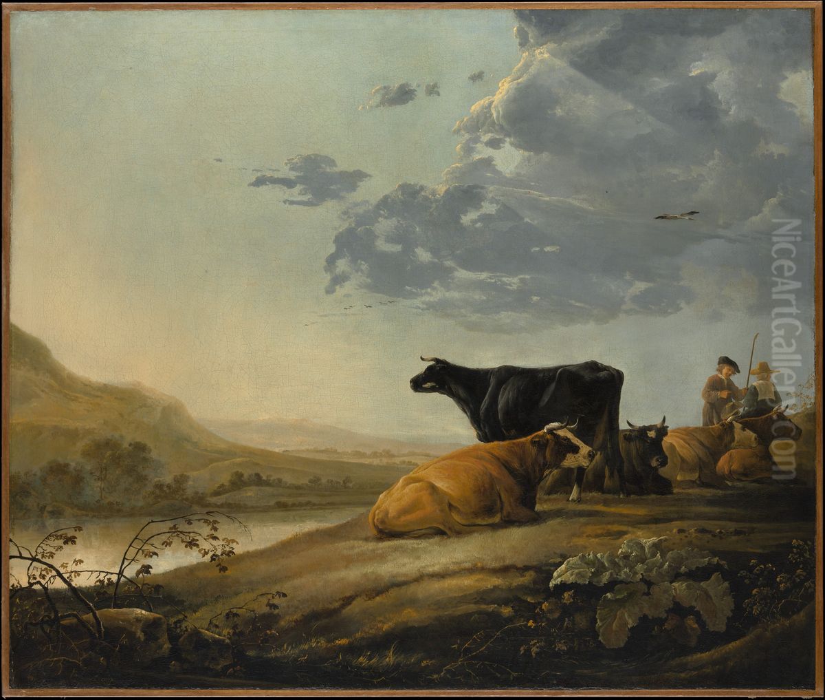 Young Herdsmen with Cows Oil Painting by Aelbert Cuyp