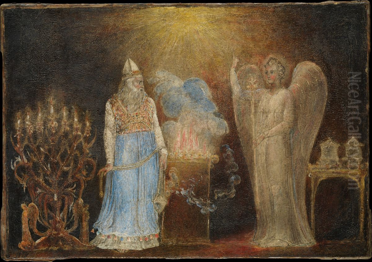 The Angel Appearing to Zacharias Oil Painting by William Blake