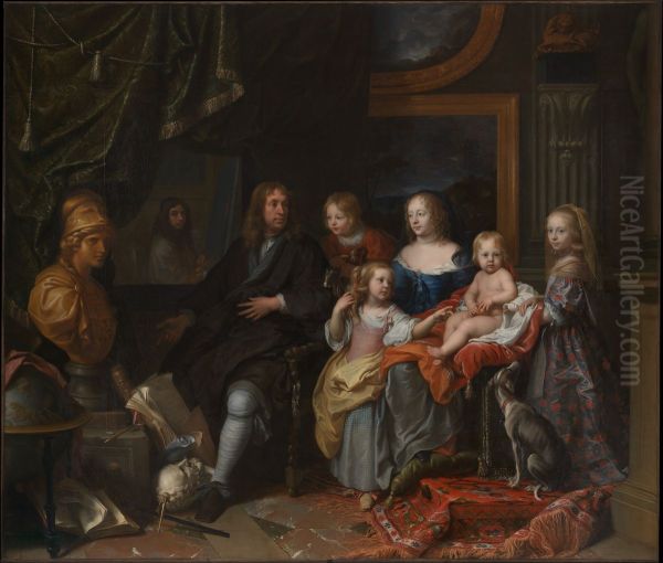 Everhard Jabach (1618-1695) et sa famille Oil Painting by Charles Le Brun