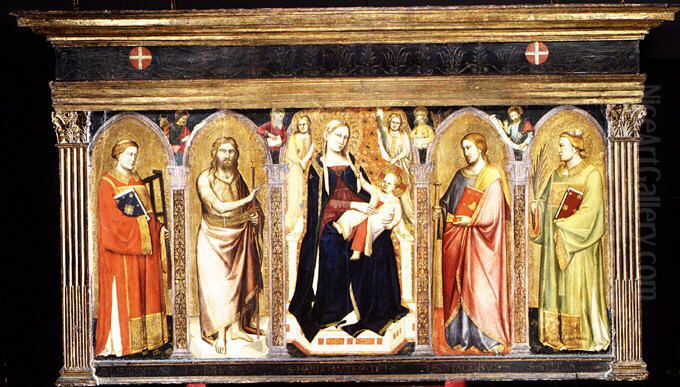 Madonna and Child Enthroned with Saints Oil Painting by Taddeo Gaddi