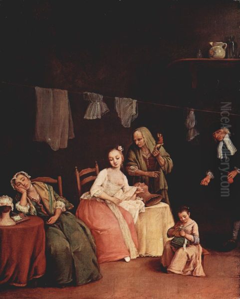 The Milliner (hat maker) Oil Painting by Pietro Longhi