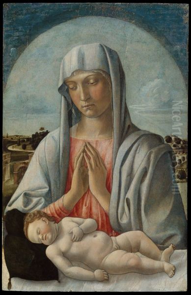 Madonna Adoring the Sleeping Child Oil Painting by Giovanni Bellini