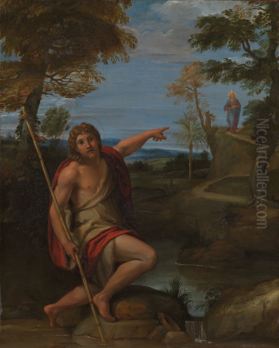 Saint John the Baptist Bearing Witness Oil Painting by Annibale Carracci