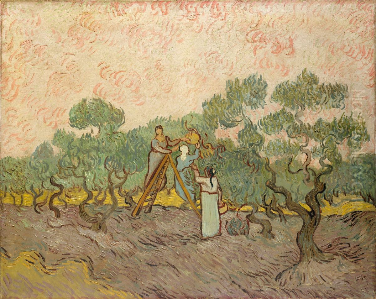 Women Picking Olives Oil Painting by Vincent Van Gogh