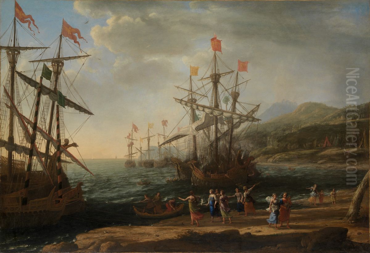 The Trojan Women Set Fire to their Fleet Oil Painting by Claude Lorrain (Claude Gellee)