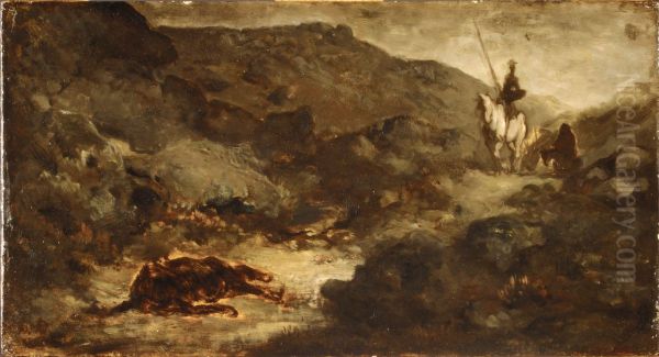 Don Quixote and the Dead Mule Oil Painting by Honore Daumier