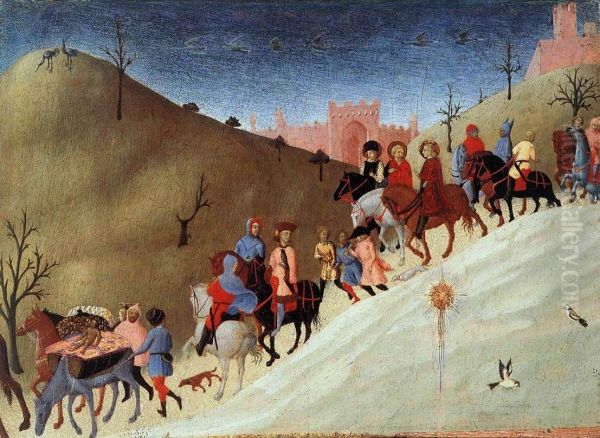 Die Reise der Heiligen Drei Konige Oil Painting by Stefano di Giovanni