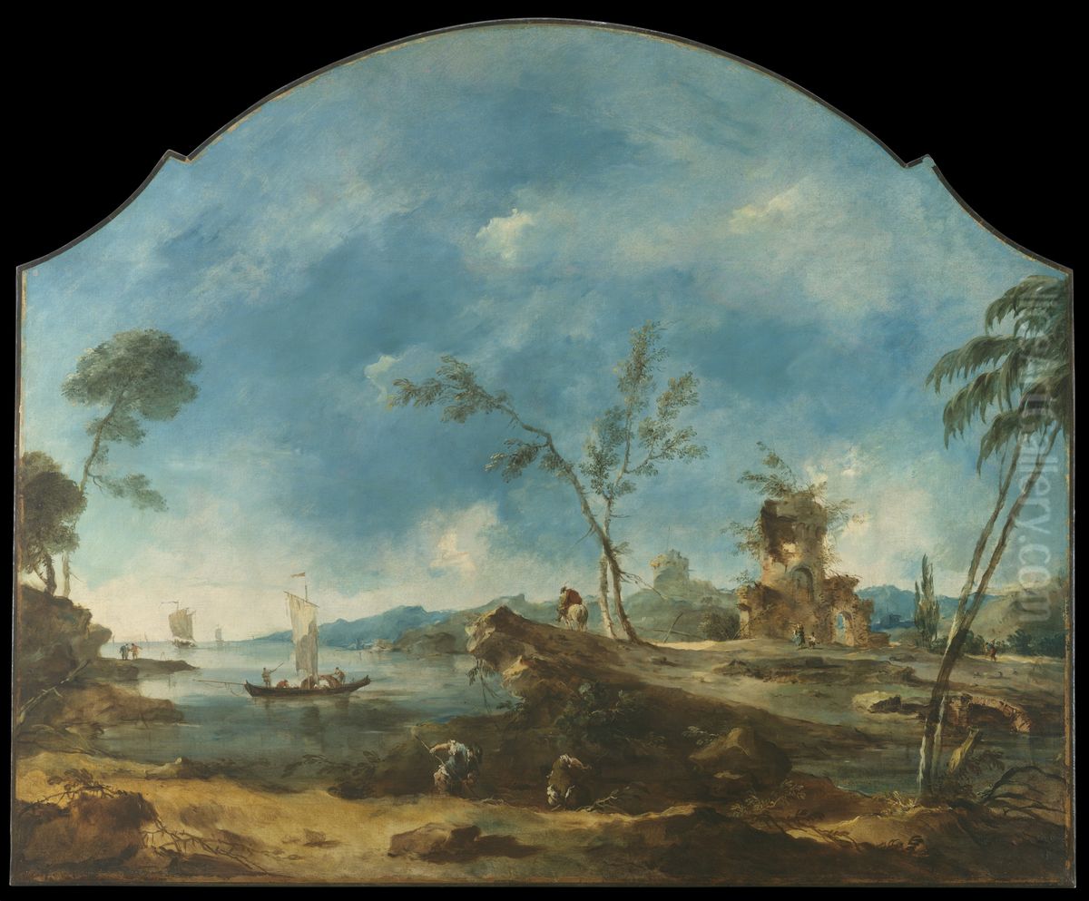 Fantastic Landscape Oil Painting by Francesco Guardi
