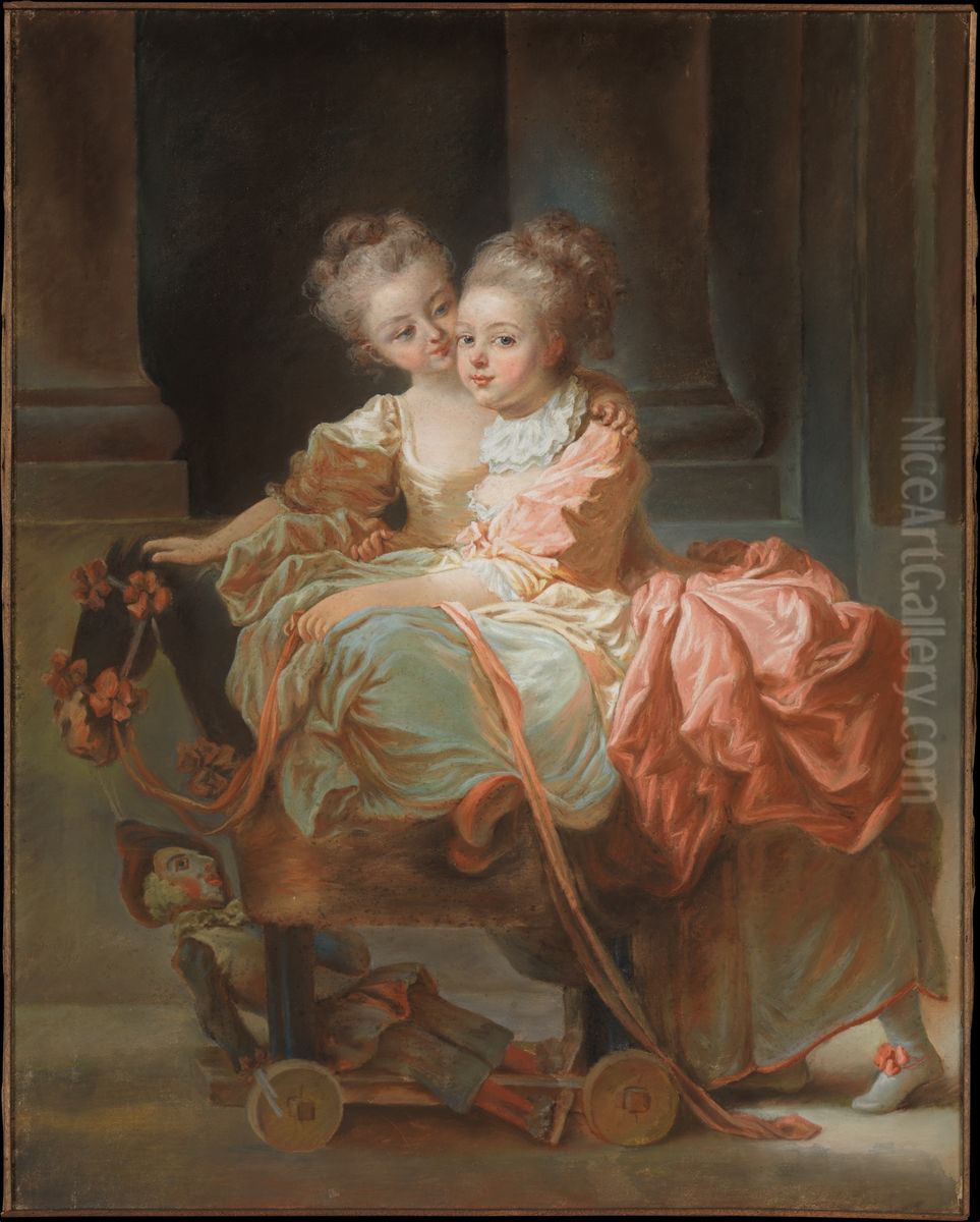 The Two Sisters Oil Painting by Jean-Claude Richard de Saint-Non