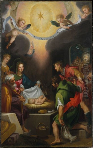 The Adoration of the Shepherds with Saint Catherine of Alexandria Oil Painting by Cigoli