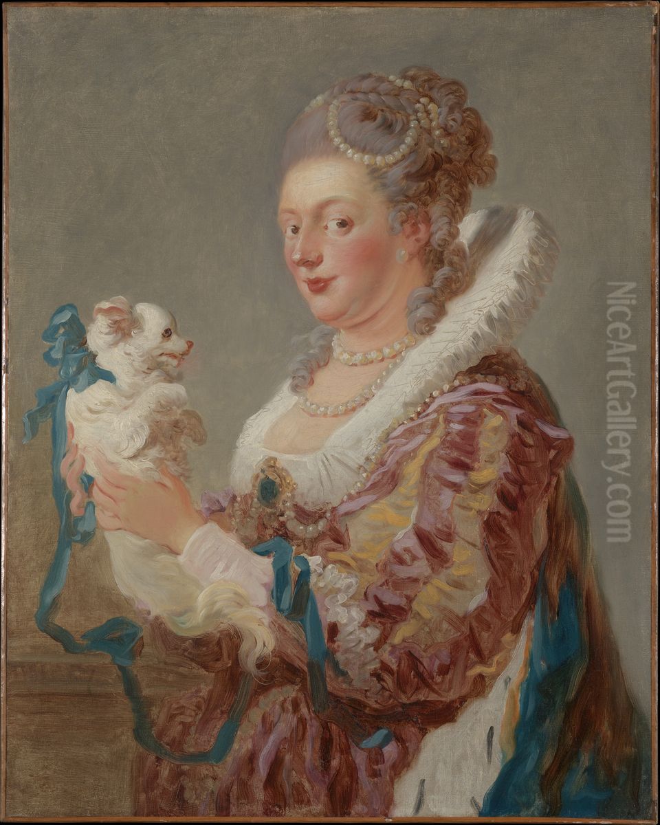 A Woman with a Dog Oil Painting by Jean-Honore Fragonard