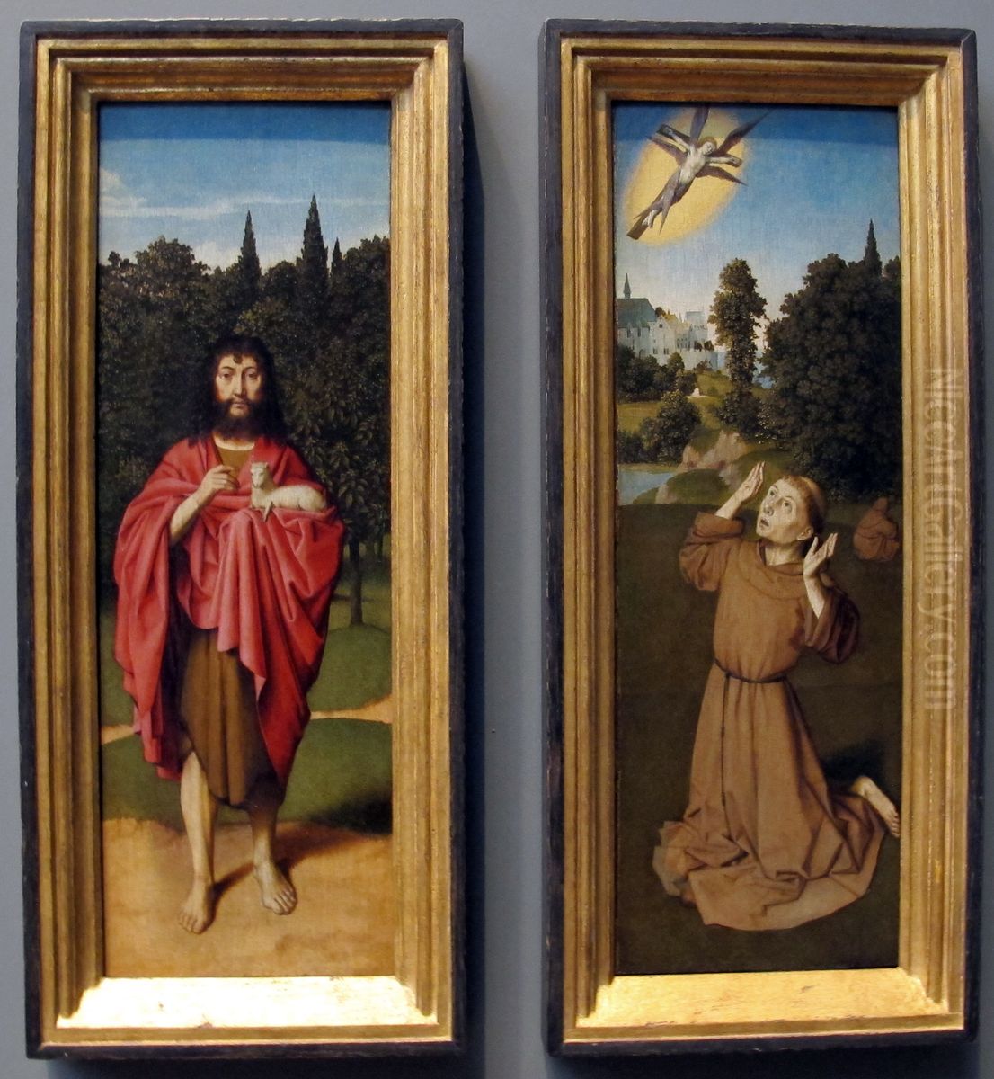 Saint John the Baptist; Saint Francis Receiving the Stigmata Oil Painting by Gerard David