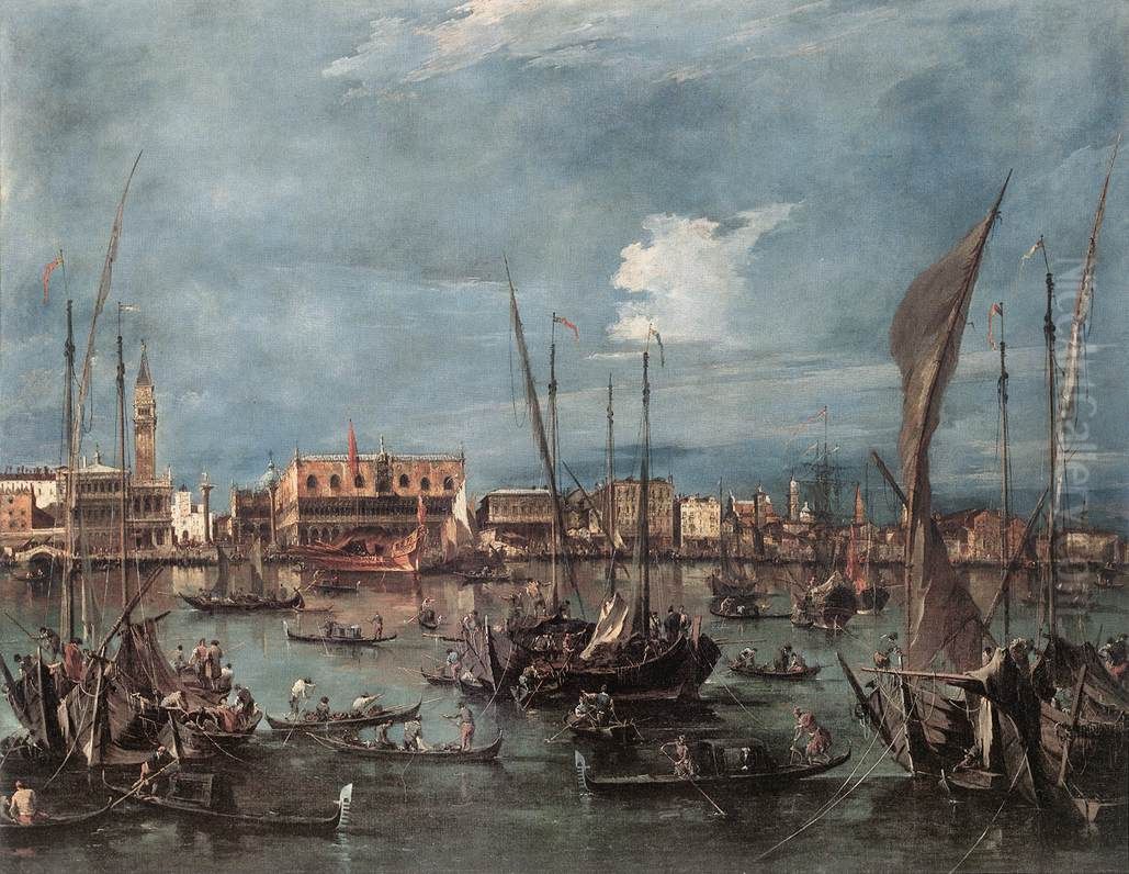 The Molo and the Riva degli Schiavoni from the Bacino di San Marco Oil Painting by Francesco Guardi