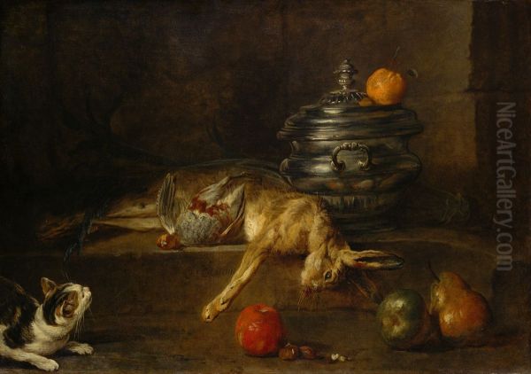 The Silver Tureen Oil Painting by Jean-Baptiste-Simeon Chardin