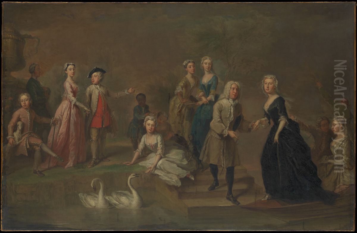 Uvedale Tomkyns Price (1685-1764) and Members of His Family Oil Painting by Bartholomew Dandridge