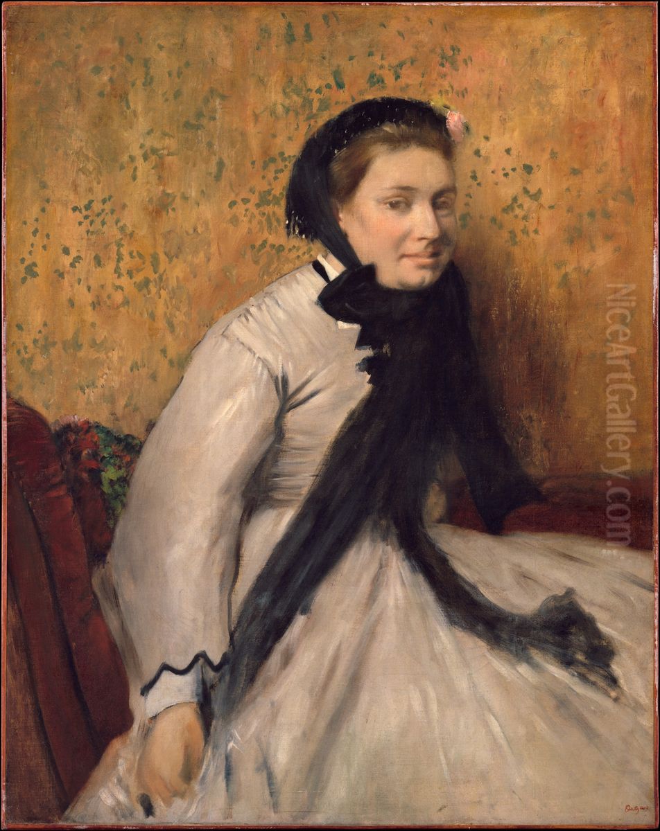 Portrait of a Woman in Gray Oil Painting by Edgar Degas