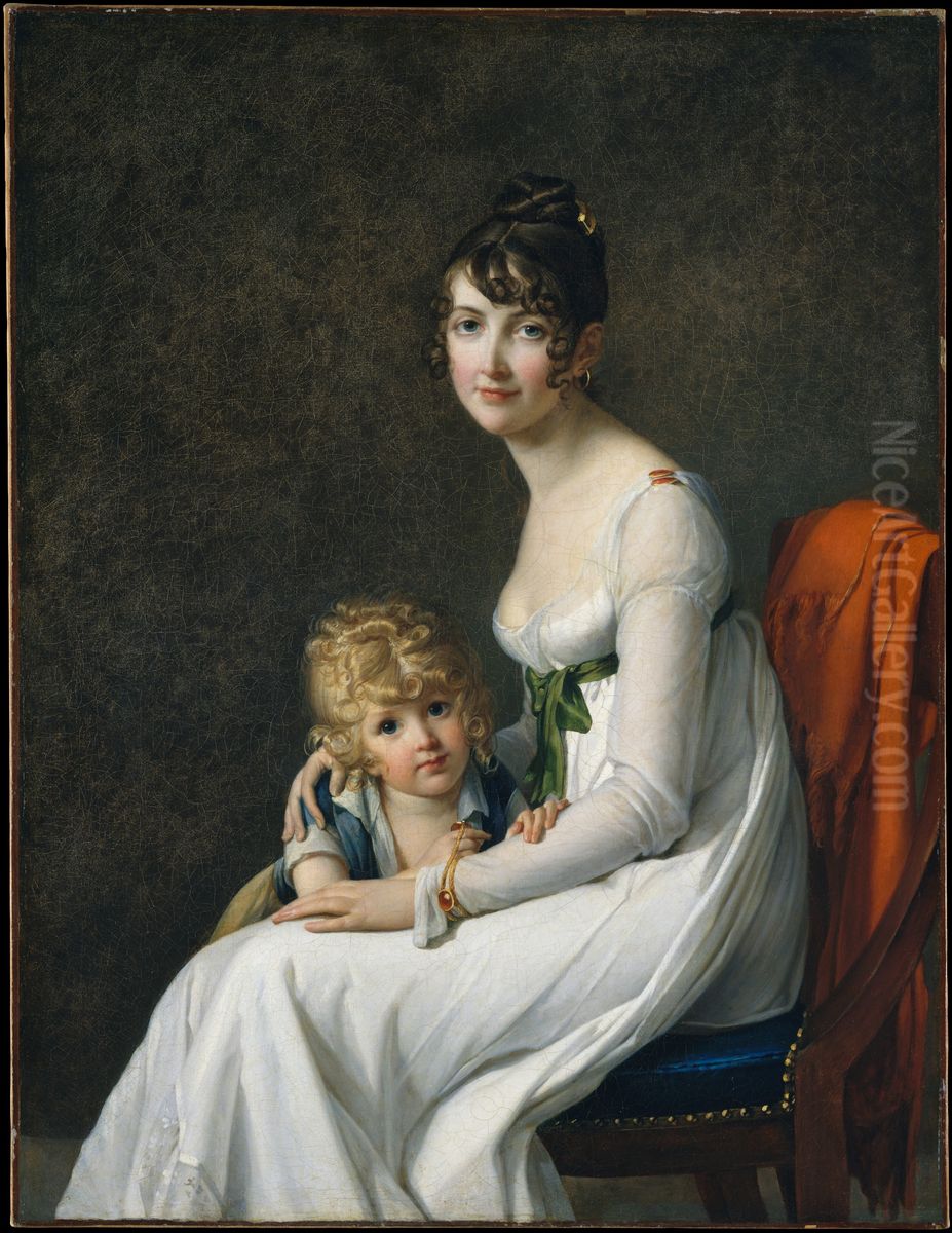 Madame Philippe Panon Desbassayns de Richemont (Jeanne Egle Mourgue, 1778-1855) and Her Son, Eugene (1800-1859) Oil Painting by Marie-Guillemine Benoist
