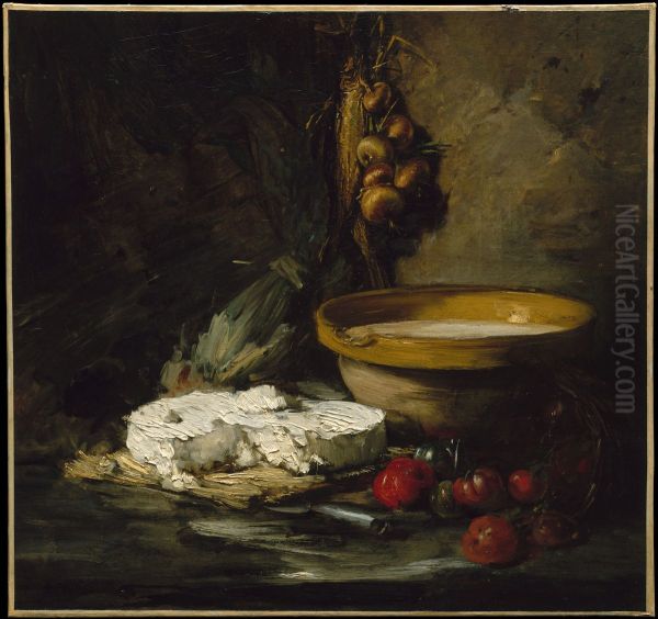 Still Life with Cheese Oil Painting by Antoine Vollon