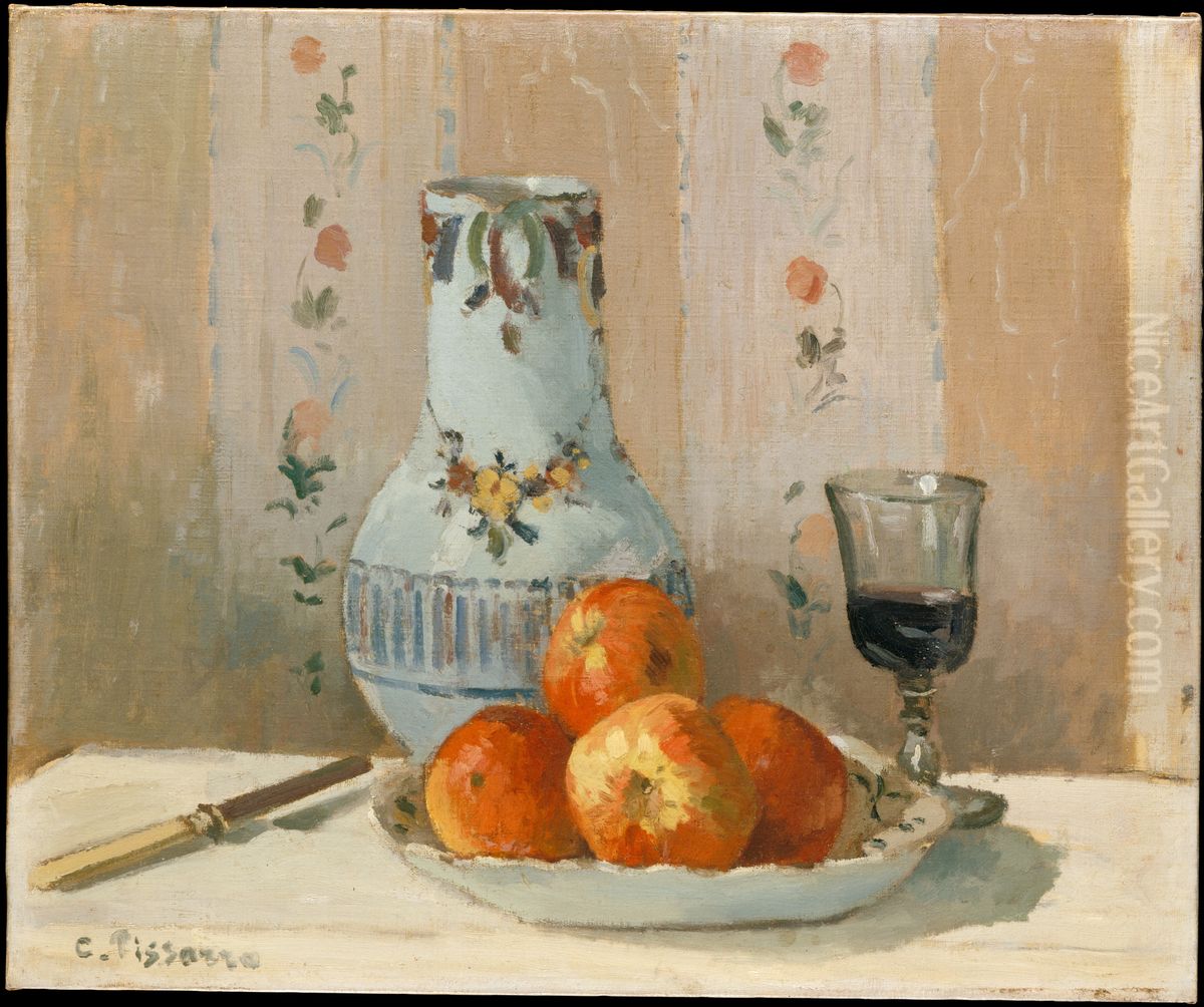 Still Life with Apples and Pitcher Oil Painting by Camille Pissarro