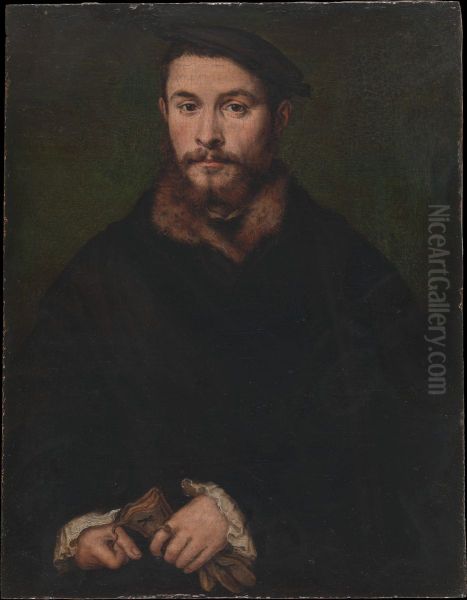 Portrait of a Man with Gloves Oil Painting by Corneille De Lyon