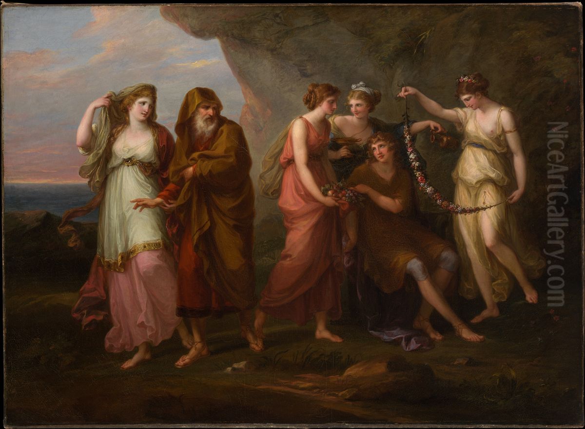 Telemachus and the Nymphs of Calypso Oil Painting by Angelica Kauffmann