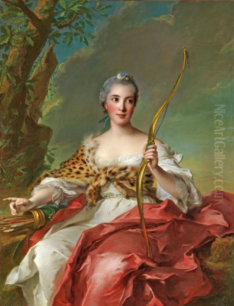 Madame Bergeret de Frouville as Diana, formerly identified as Madame de Maison-Rouge Oil Painting by Jean-Marc Nattier