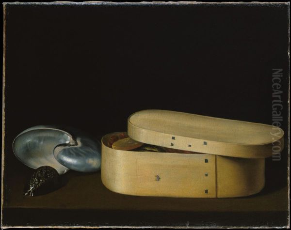 Still Life with Shells and a Chip-Wood Box Oil Painting by Sebastian Stoskopff