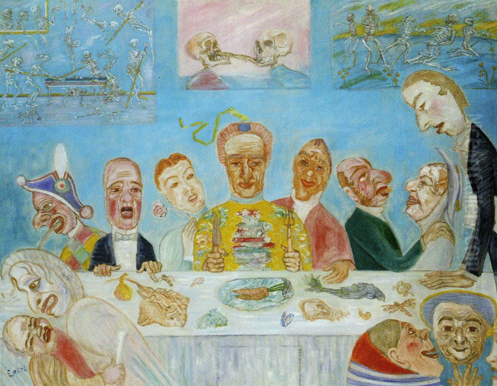Comical Repast (Banquet of the Starved) Oil Painting by James Ensor