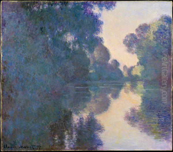 Morning on the Seine near Giverny Oil Painting by Claude Monet