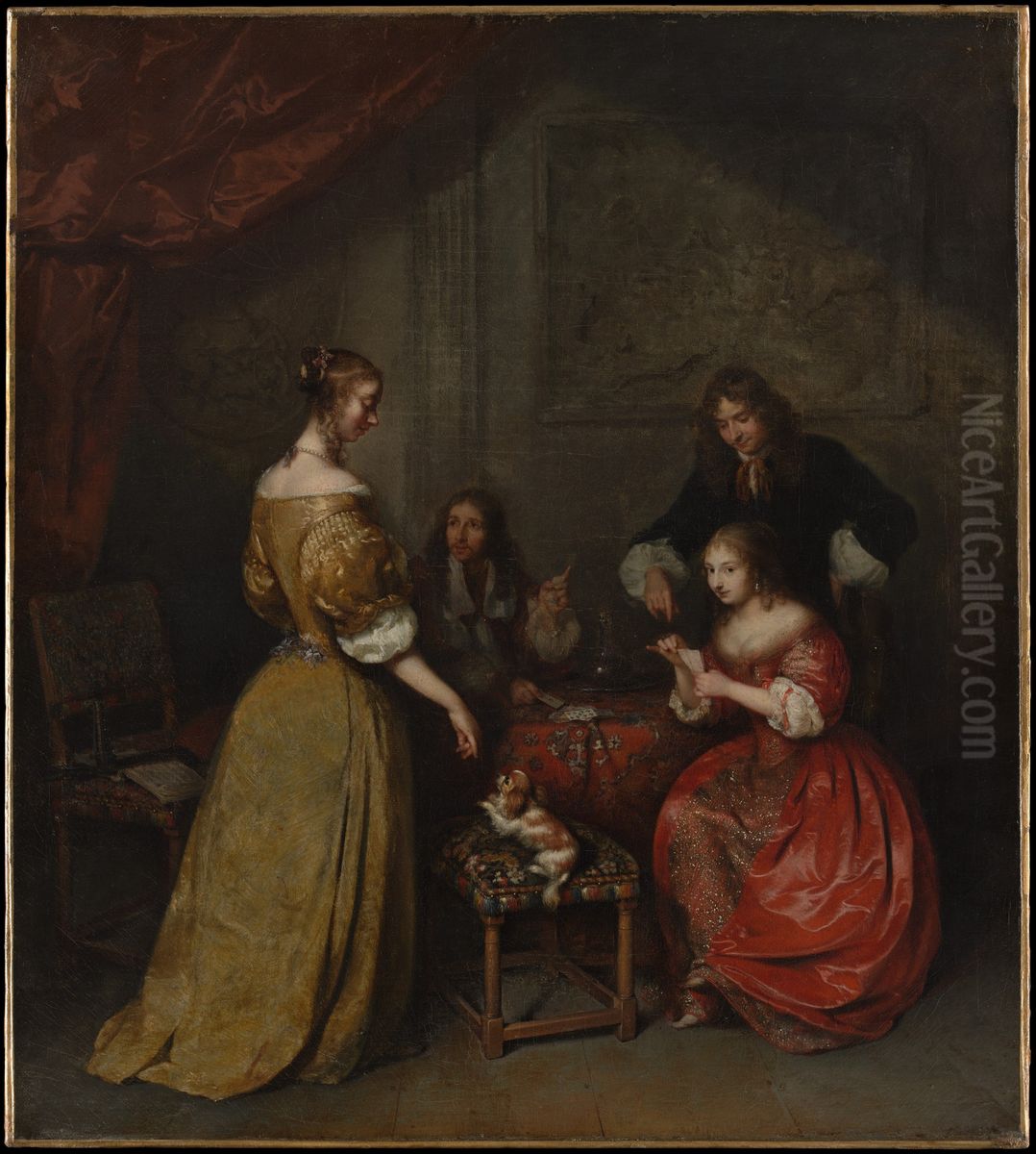 The Card Party Oil Painting by Caspar Netscher