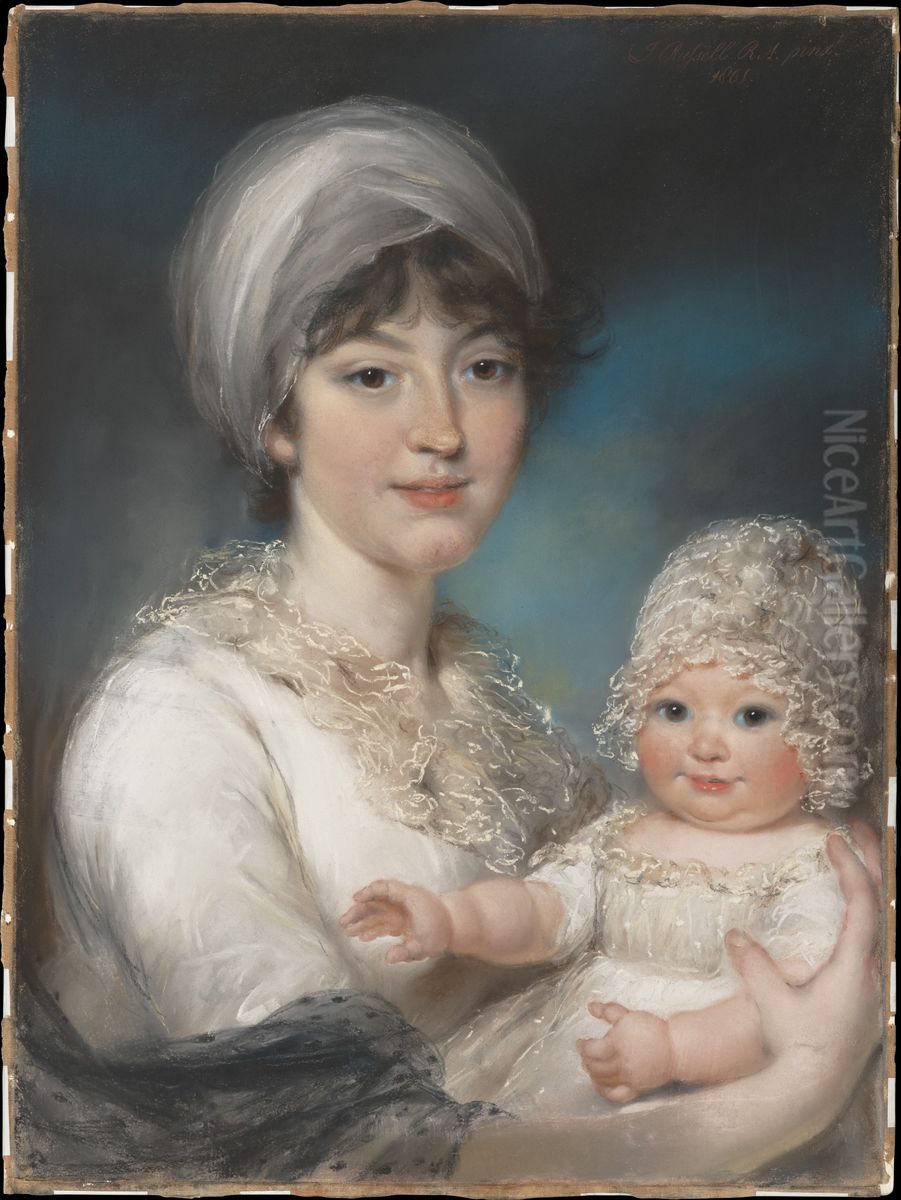 Mrs. Robert Shurlock (Henrietta Ann Jane Russell, 1775-1849) and Her Daughter Ann Oil Painting by John Russell