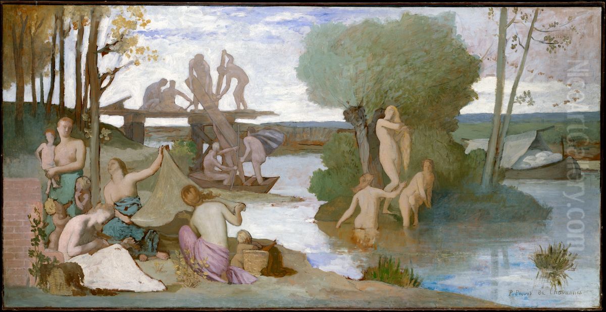 The River Oil Painting by Pierre Puvis de Chavannes