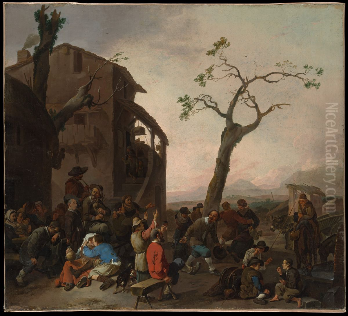 Peasants Dancing Oil Painting by Johannes Lingelbach