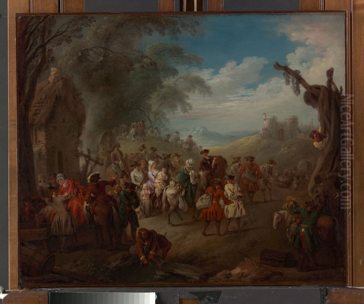 Troops on the March Oil Painting by Jean-Baptiste Pater