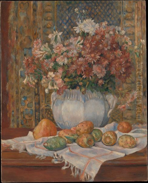 Still Life with Flowers and Prickly Pears Oil Painting by Pierre Auguste Renoir