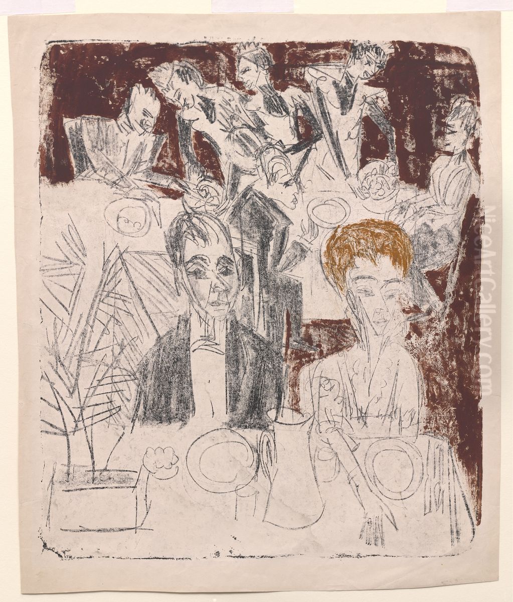 Dinertafel. Oil Painting by Ernst Ludwig Kirchner