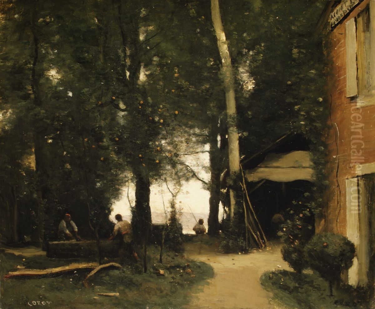 The Banks of the Seine at Conflans Oil Painting by Jean-Baptiste Camille Corot