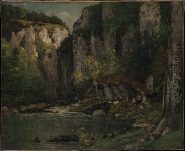 River and Rocks Oil Painting by Gustave Courbet